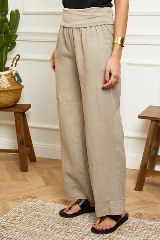 Pantaloni wide legs - Beige