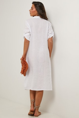 Abito a camicia in lino - Bianco