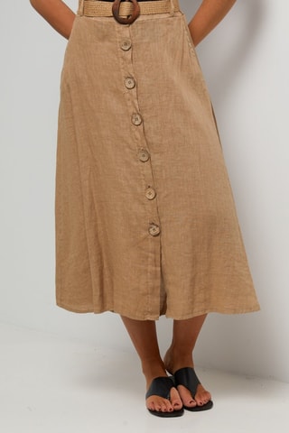 Gonna lunga in lino - Marrone