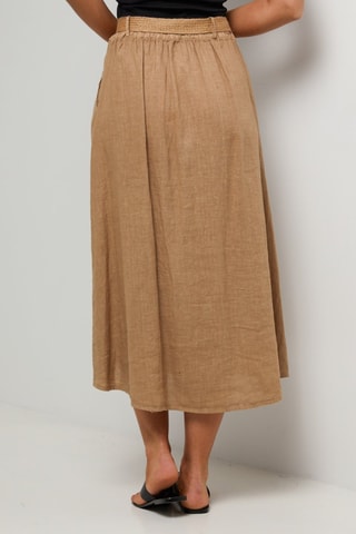 Gonna lunga in lino - Marrone