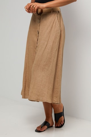 Gonna lunga in lino - Marrone