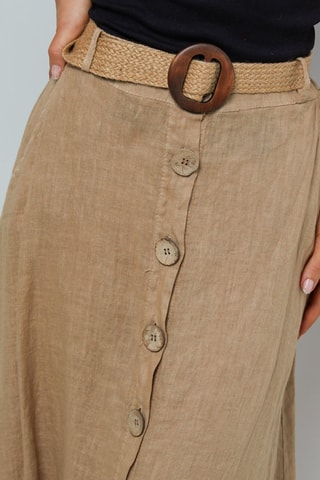 Gonna lunga in lino - Marrone