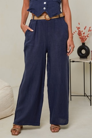 Pantaloni a vita alta - Blu