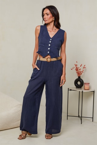 Pantaloni a vita alta - Blu