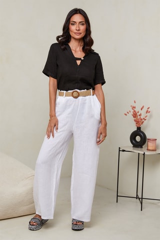 Pantaloni a vita alta - Bianco