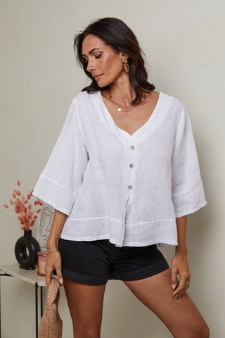 Blusa in lino - Bianco