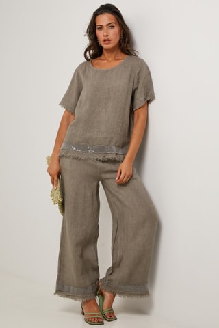 Pantaloni in lino - Grigio