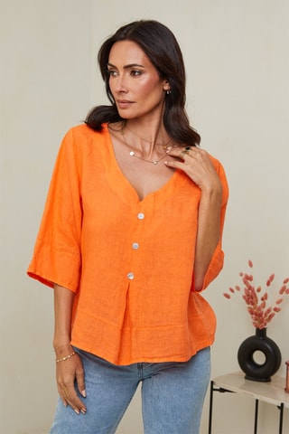 Blusa in lino - Arancione
