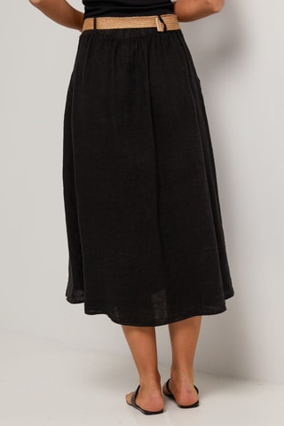 Gonna lunga in lino - Nero