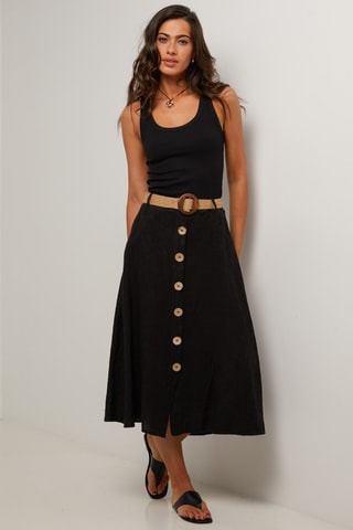 Gonna lunga in lino - Nero