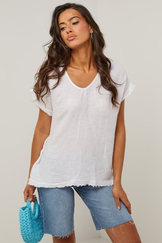 Top in lino - Bianco