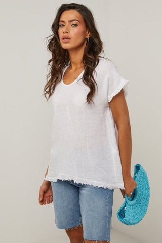 Top in lino - Bianco