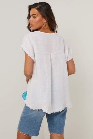 Top in lino - Bianco