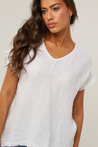 Top in lino - Bianco