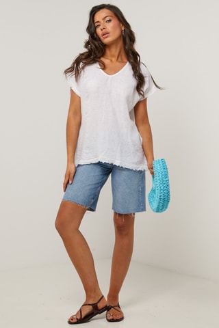 Top in lino - Bianco