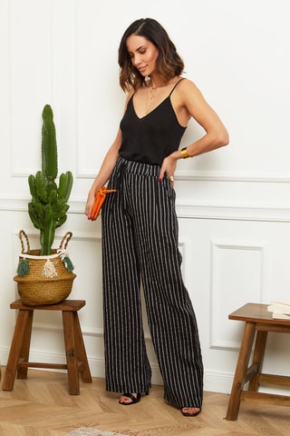 Pantaloni wide legs - Nero