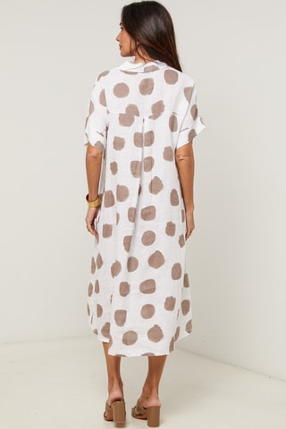 Abito a camicia in lino - Bianco