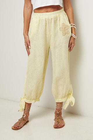 Pantaloni in lino - Giallo