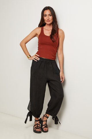 Pantaloni in lino - Nero