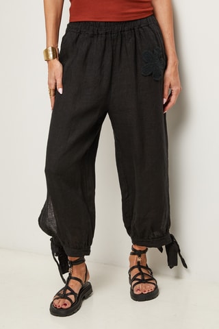 Pantaloni in lino - Nero