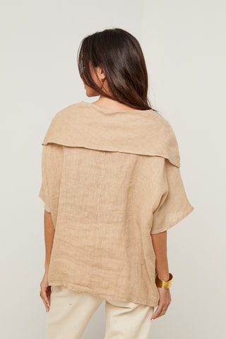 Blusa in lino - Cammello