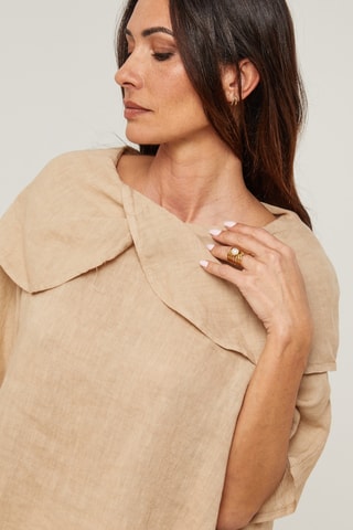 Blusa in lino - Cammello