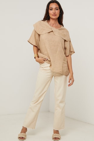 Blusa in lino - Cammello