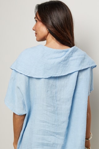 Blusa in lino - Blu