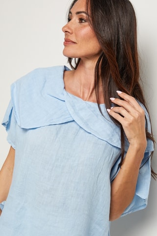 Blusa in lino - Blu