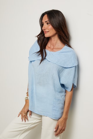 Blusa in lino - Blu