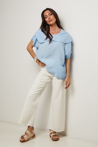 Blusa in lino - Blu