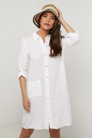 Robe chemise en lin - Blanc