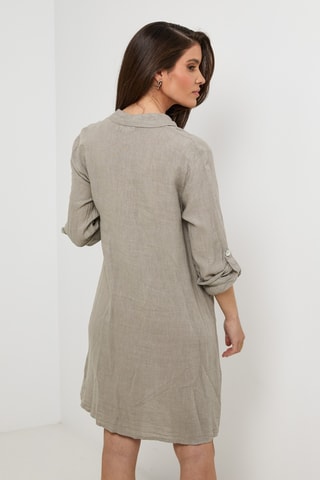 Abito a camicia in lino - Grigio