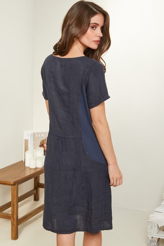 Abito taglio dritto in lino - Blu