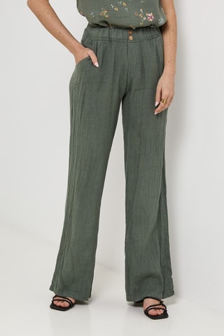 Pantaloni in lino - Kaki