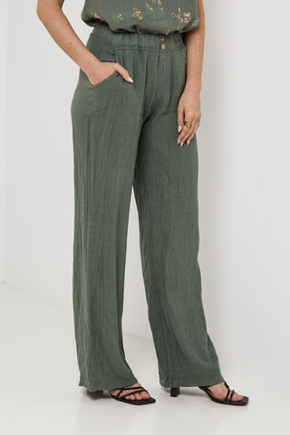 Pantaloni in lino - Kaki