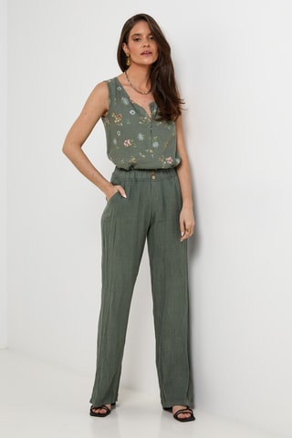 Pantaloni in lino - Kaki