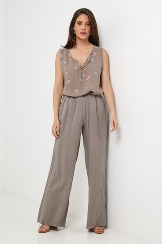 Pantaloni in lino - Grigio