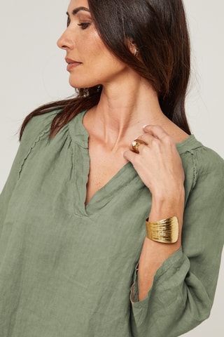 Blusa in lino - Kaki