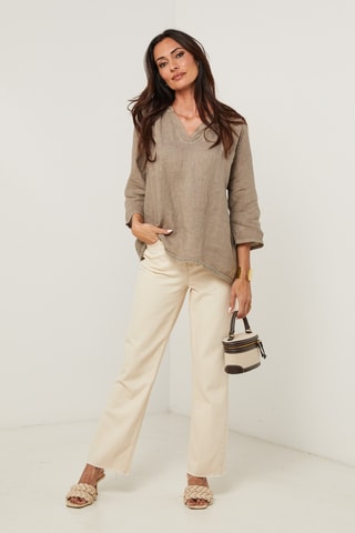 Blusa in lino - Grigio