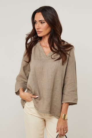 Blusa in lino - Grigio