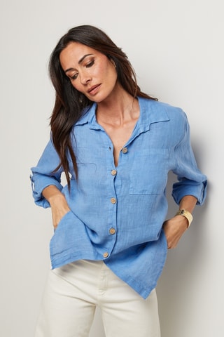 Camicia in lino - Blu