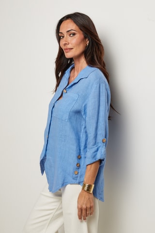 Camicia in lino - Blu