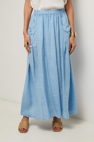 Gonna lunga in lino - Blu