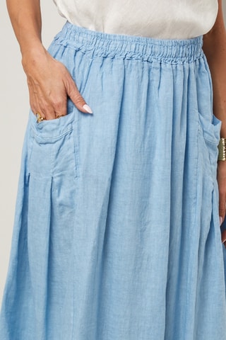 Gonna lunga in lino - Blu