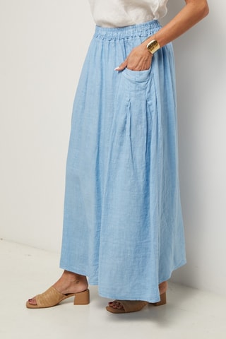 Gonna lunga in lino - Blu