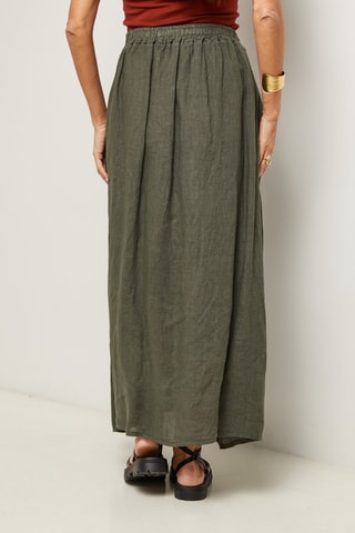 Gonna lunga in lino - Kaki