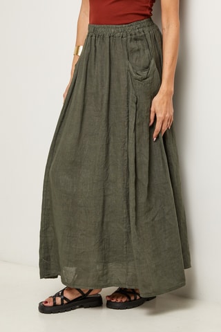 Gonna lunga in lino - Kaki