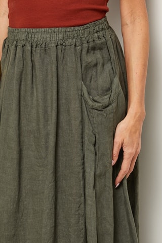 Gonna lunga in lino - Kaki