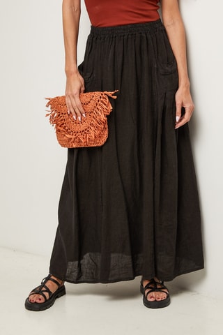 Gonna lunga in lino - Nero
